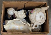 Box lot w/ various ceramics including dish tea