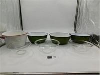 GRANITE WARE AND PYREX BOWLS