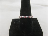 STERLING SILVER RED STONE RING SZ 9