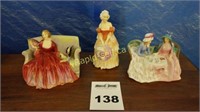 3 Royal Doulton Figurines A/F