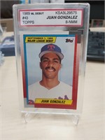 JUAN GONZALEZ GRADED NM/M 8 1989 TOPPS DEBUT RC