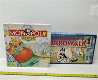lot of 2 monopoly games, junior and boardwalk