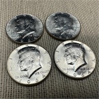 Lot of Four 1964 Kennedy Half Dollars