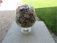 Lg Pedestal Glass Bowl Full of Match Books