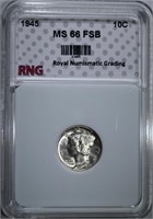 1945 MERCURY DIME RNG SUPERB GEM FSB