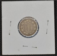 1865 USD Nickle 3 Cent Coin