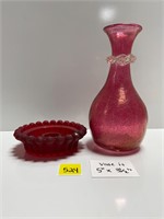 Pink Crackle Vase&candle holder