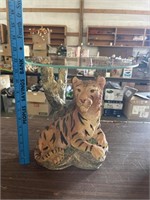 Tiger Statue with Glass Table Top
