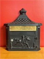 Victorian Style Horse Motif Letter Mailbox w/ Key