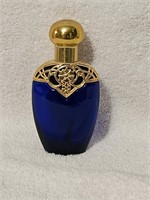 Vtg Avon Cobalt Blue Glass Perfume Bottle