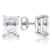 6X4MM Emerald Cut White Topaz 1.3CTW Stud Earrings