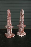 Pair of Neoclassical Carved Marble Obelisks