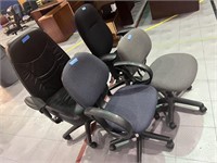 ASSORTED OFFICE CHAIRS - 2 BLACK, 1 BLUE, 1 GREY