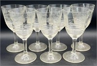 7 Etched Wine Glasses