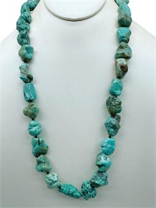 NAVAJO TURQUOISE & CORAL STATEMENT  NECKLACE