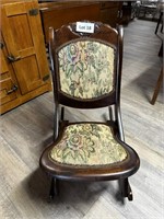 Antique Folding Sewing Embroidered Chair