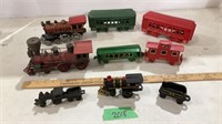 Cast-iron locomotives and train cars