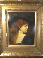 1879 Brash Portrait Of A Woman Oil On Board