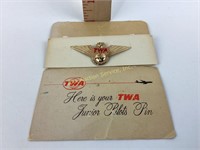 1960s TWA Junior Pilot gold wings pin and