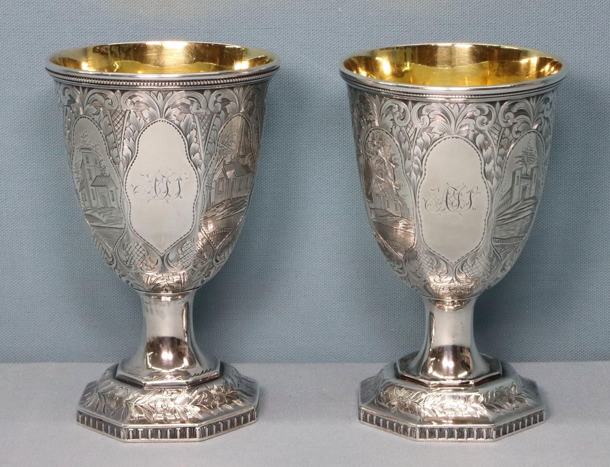 William Gale & Son American Coin Silver Goblets