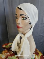 Vintage Women's Headwrap Scarf White Silk Japan