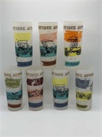 1950s Antique Auto High Ball Glasses-7 Total