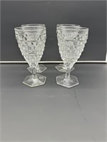4 American Fostoria hex footed 10 oz  water goblet