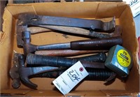 Flat of Hammers, Nail Puller & 25' Tape Measure