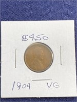 1909 coin Lincoln wheat cent penny