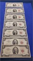 7 - 1963 Two Dollar Red Seal Notes