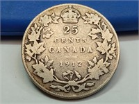 OF) 1912 Canada silver 25 cents