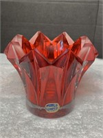 BOHEMIA CRYSTAL RED VOTIVE CANDLE HOLDER        3