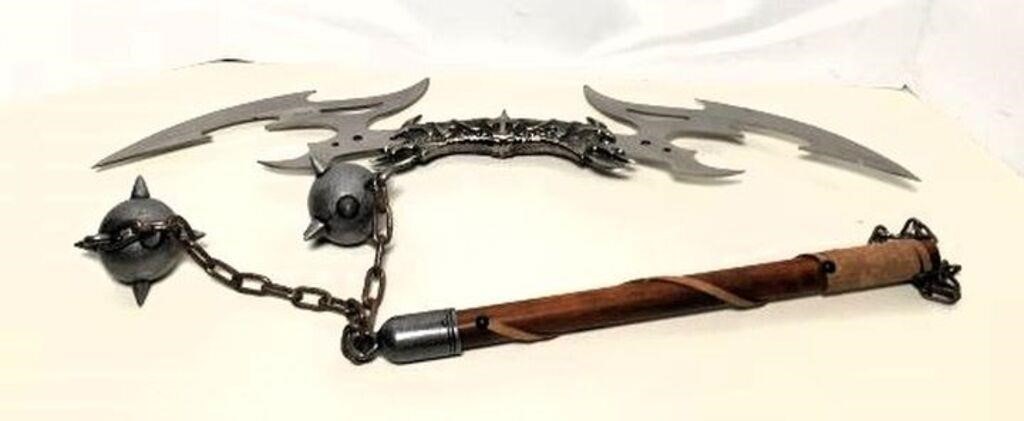 Decorative Curved Blade & Ball/Chain