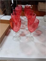 10 plastic pink wine cups