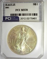 2001 Silver Eagle MS70 LISTS $1200