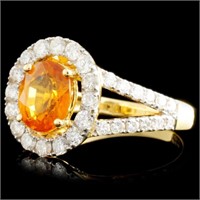 18K Gold Ring: 2.13ct Sapphire & 1.05ctw Diamonds