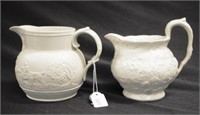 Two Georgian Spode white stoneware jugs