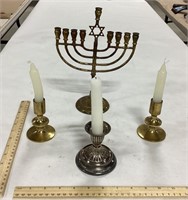 Star of David Menorah candle holder w/ 3-candles