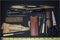 Antique/Vtg lot of Sewing Supplies: Shears +