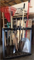 Rack and assorted yard tools, all to go
