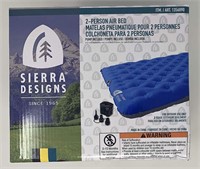 Sierra Designs Air Bed & Pump, for 2, Blue/Gray,