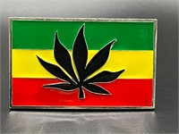 RASTA Pot Leaf Belt Buckle w/Ethiopian Flag