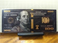 24k gold-plated banknote Black $100