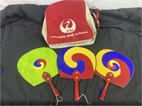 Japansese Airline Bag and 3 Handheld Fans
