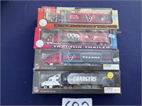 4 NFL tractor trailer trucks