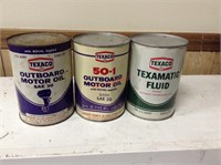 Lot of 3 Vintage Texaco Motor Oil Cans 1qt
