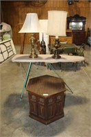 Ironing Board, 2 Lamps & End Table