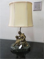 FIGURAL LAMP ON MARBLE BASE 21"T