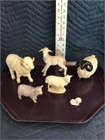 Collectible Sheep Figurines Tray Lot of 6 Ram