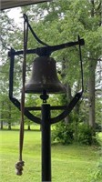Antiques Copper  Bell w/ Cast Iron frame & Rope